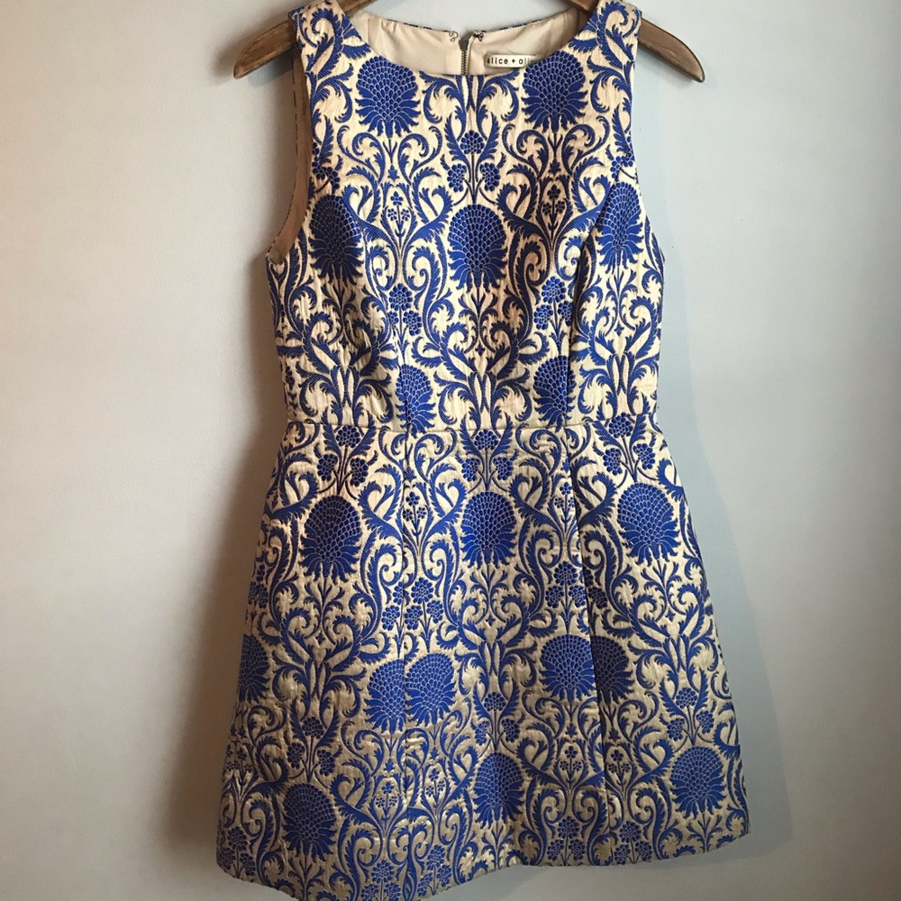 Alice + Olivia Formal Gold & Blue Dress